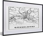 Fotolijst incl. Poster - Düsseldorf - Kaart - Stadskaart - Plattegrond - 60x40 cm - Posterlijst