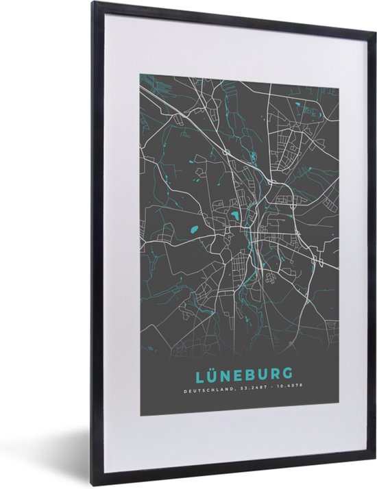 Fotolijst Incl Poster Blauw Duitsland Plattegrond Stadskaart Kaart Bol Com