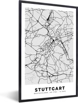 Fotolijst incl. Poster - Duitsland - Stadskaart - Plattegrond - Stuttgart - Kaart - 80x120 cm - Posterlijst