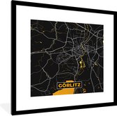 Fotolijst incl. Poster - Duitsland – Black and Gold – Görlitz – Stadskaart – Kaart – Plattegrond - 40x40 cm - Posterlijst