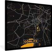 Fotolijst incl. Poster - Duitsland – Black and Gold – Görlitz – Stadskaart – Kaart – Plattegrond - 40x40 cm - Posterlijst
