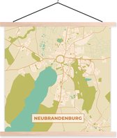 Posterhanger incl. Poster 40x40 cm - Schoolplaat - Neubrandenburg - Plattegrond - Vintage - Kaart - Stadskaart - Textielposter - Blanke latten - Plattegrond