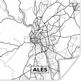 Poster Alès - Kaart – Plattegrond – Frankrijk – Stadskaart - Zwart wit - 50x50 cm