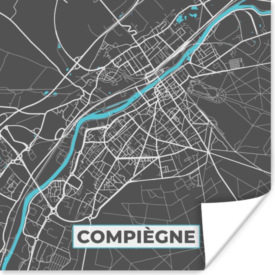 Poster Compiègne - Frankrijk - Stadskaart - Plattegrond - Kaart - 50x50 cm
