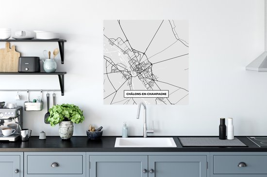 Affiche Carte - Châlons-en- Champagne - Plan de Ville - Carte - France - 75x75 cm