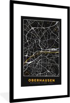 Fotolijst incl. Poster - Black and Gold – Stadskaart – Oberhausen – Duitsland – Plattegrond – Kaart - 60x90 cm - Posterlijst