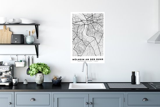Poster Mülheim An Der Ruhr - Kaart - Plattegrond - Stadskaart - Duitsland - 40x60 cm
