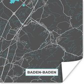 Poster Baden Baden – Stadskaart – Blauw – Plattegrond – Stadskaart – Kaart - Duitsland - 75x75 cm