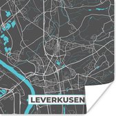 Poster Blauw – Duitsland – Plattegrond – Stadskaart – Kaart – Leverkusen - 50x50 cm