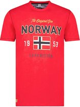 T-shirt Ronde Hals Rood Met Print Geographical Norway Juitre - L