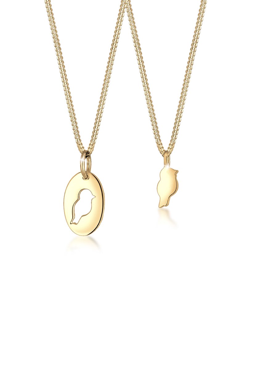 Elli - Halsketting - Dames Vogel Moeder Kind Liefde in 925 Sterling Zilver Verguld -
