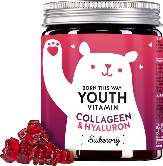 Bears with Benefits Anti-aging Vitamine Gummies - 90 stuks | Voor een jeugdige, frisse huid - Collageen,hyaluron & Q10 - hooggeconcentreerd, met antioxidanten - suikervrije gummiberen alsalternatief voor poeder en drankjes | Bears with Benefits
