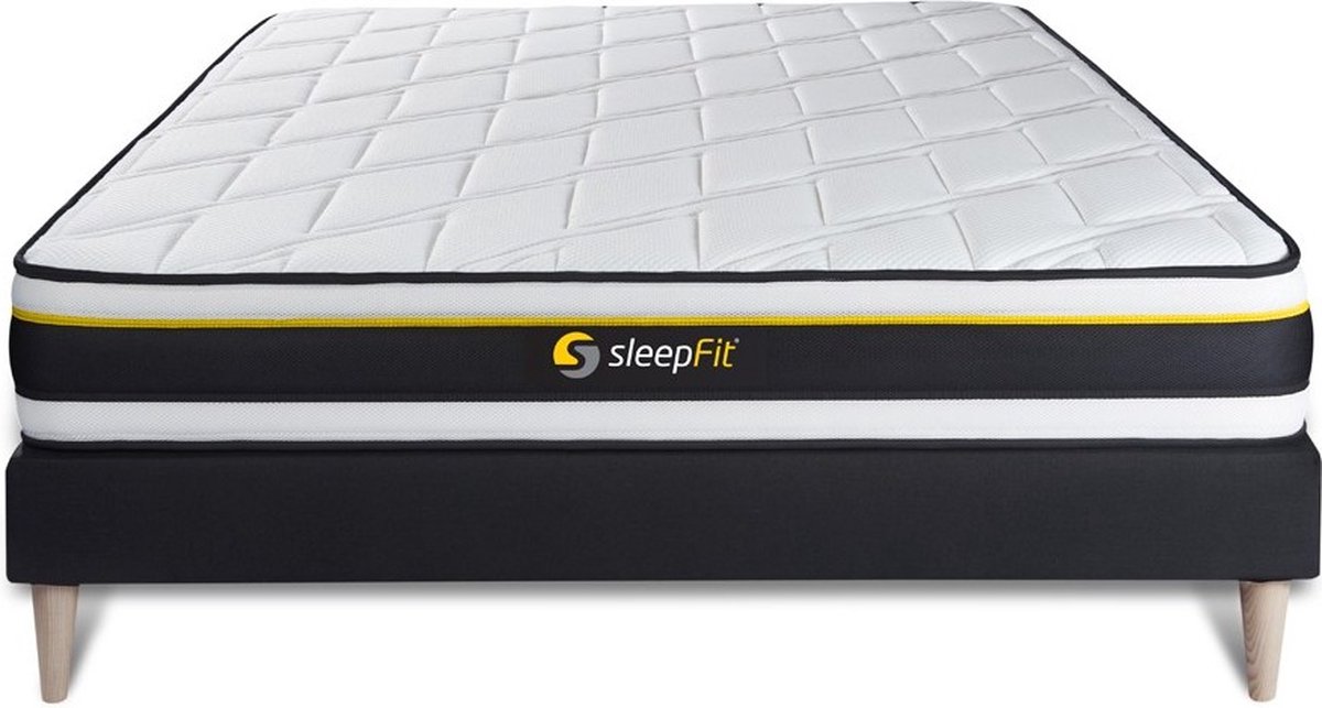 Complete boxspring met matras tweepersoons- Sleepfit Soft zwart - X-Active schuim met microluchtcellen - 160 x 200 cm