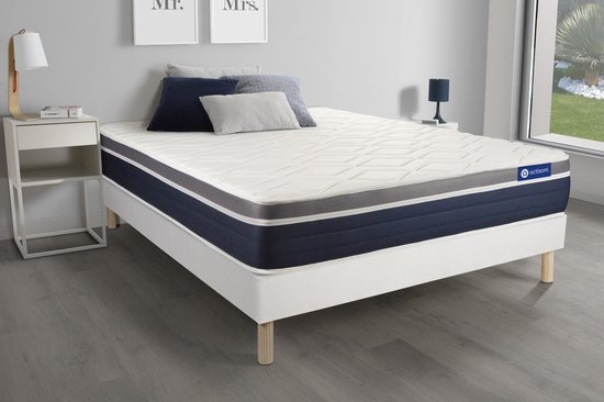 Complete boxspring met matras tweepersoons- Actisom Actilatex confort wit - Latex en traagschuim - 180 x 210 cm