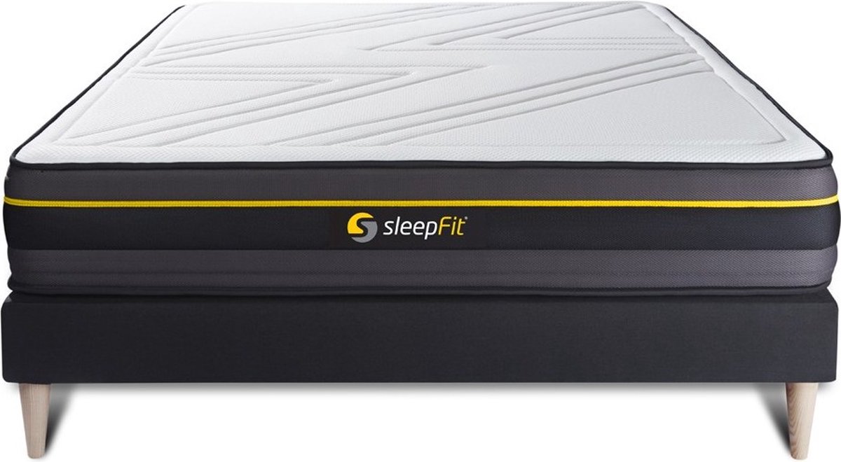 Complete boxspring met matras tweepersoons- Sleepfit Active zwart - Traagschuim - 120 x 210 cm