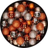 Set van 40x stuks kunststof kerstballen mix champagne en oranje 3 cm - Kerstversiering