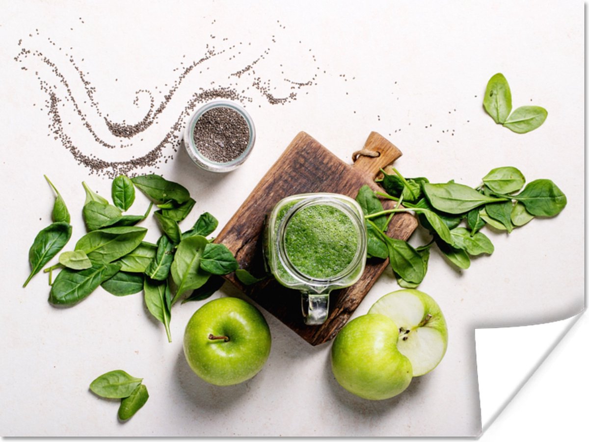 Poster Kruiden - Appel - Smoothie - 80x60 cm