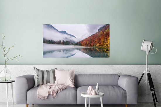 Poster Herfst - Mist - Water - Landschap - 120x60 cm