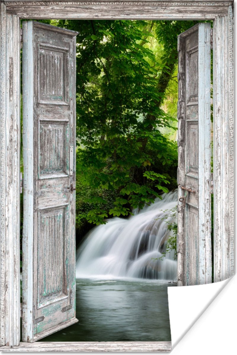Poster Waterval - Doorkijk - Landschap - 20x30 cm