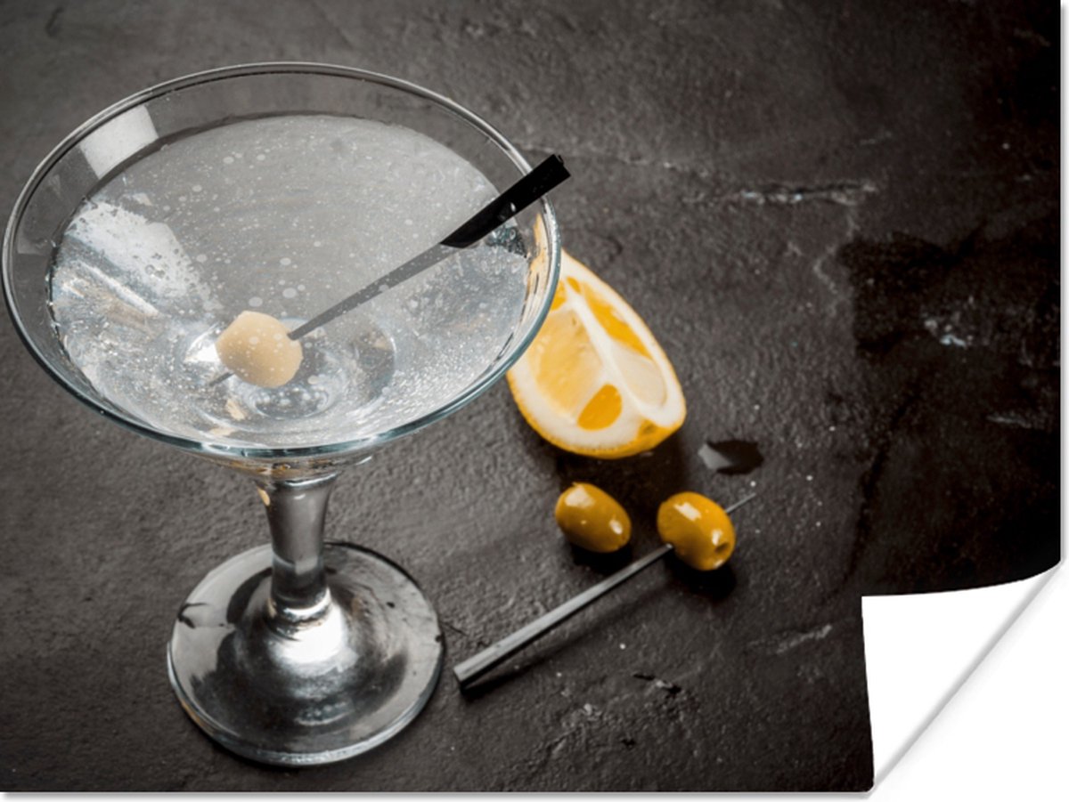 Poster Alcohol - Martini - Fruit - Olijven - 40x30 cm