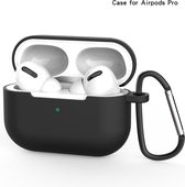 Apple AirPods Pro Hoesje in het Zwart met Clip - TCH - Siliconen - met Haak - Case - Cover - Soft Case - Onepiece
