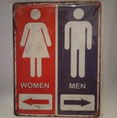 MadDeco - assiette en tôle - toilette femmes hommes - 25 x 33 cm