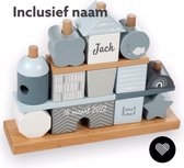 Label Label Stapelblokken Huisje - Blauw - Inclusief naam
