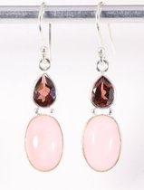 Boucles d'oreilles en argent avec opale rose et grenat