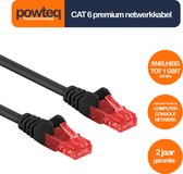 Powteq - 50 cm premium UTP patchkabel - CAT 6 - Zwart - (netwerkkabel/internetkabel)