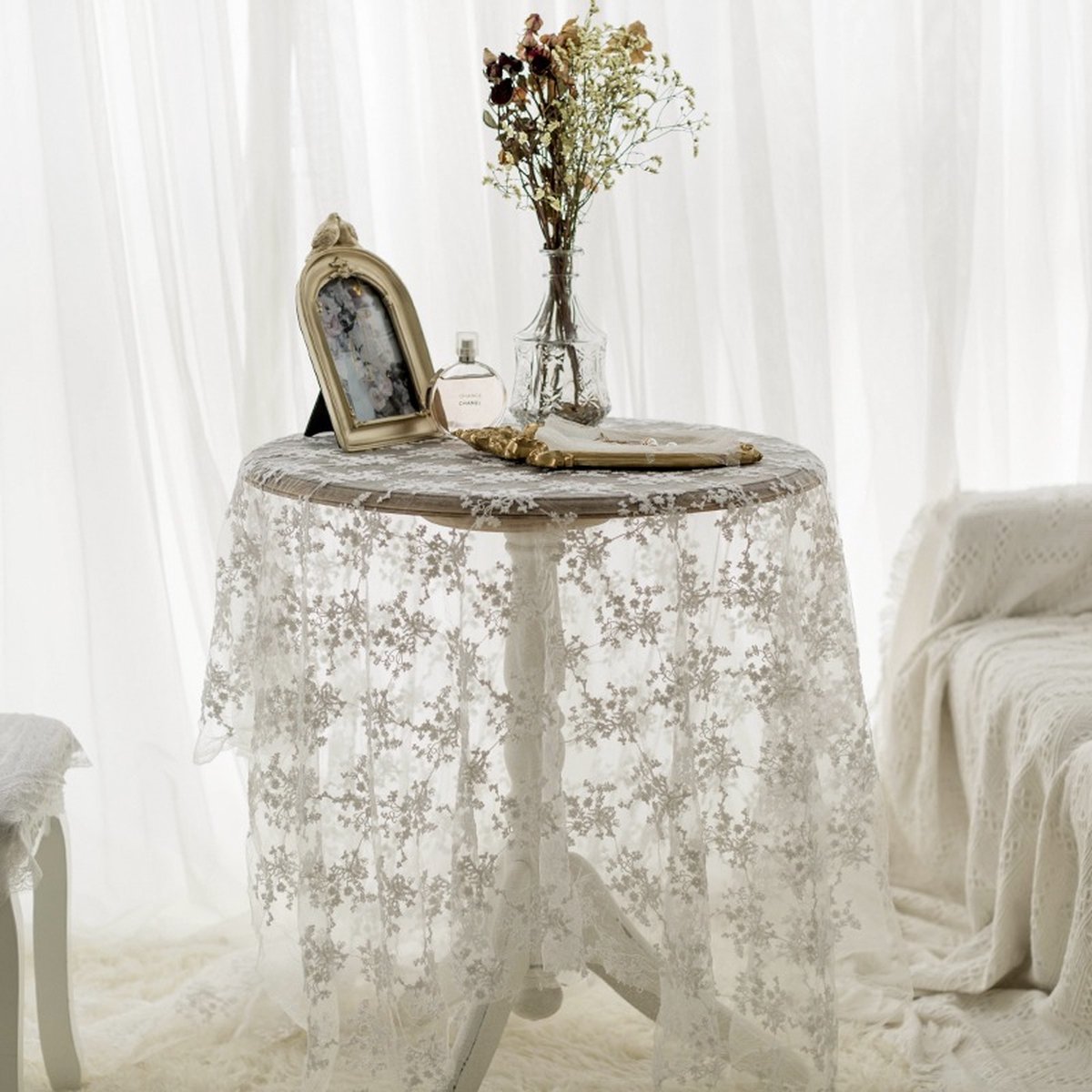 Tafelkleed Kant 100 bij 140cm Wit
