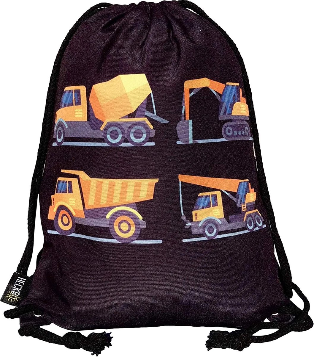Gymtas - Zwemtas - Sporttas - Speelgoed tas - Rugzak - Bouwvoertuigen - Heckbo - 32x40cm