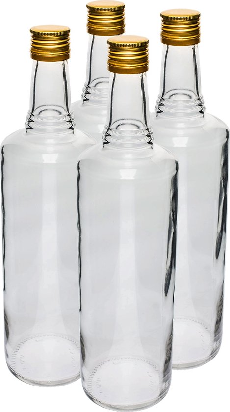 Bouteille en verre "trois anneaux" 1 litre (4 pièces) | bol.com