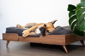 KAMIEL design houten hondenbed – Luxe hondenmand large: 88x55x20cm – Inclusief superzacht, wasbaar en antiallergeen hondenkussen – hondenbank/hondensofa