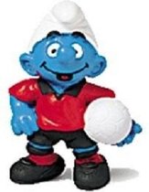Voetballer smurf - poppetje in rood tenue - Schleich  6 cm - De smurfen