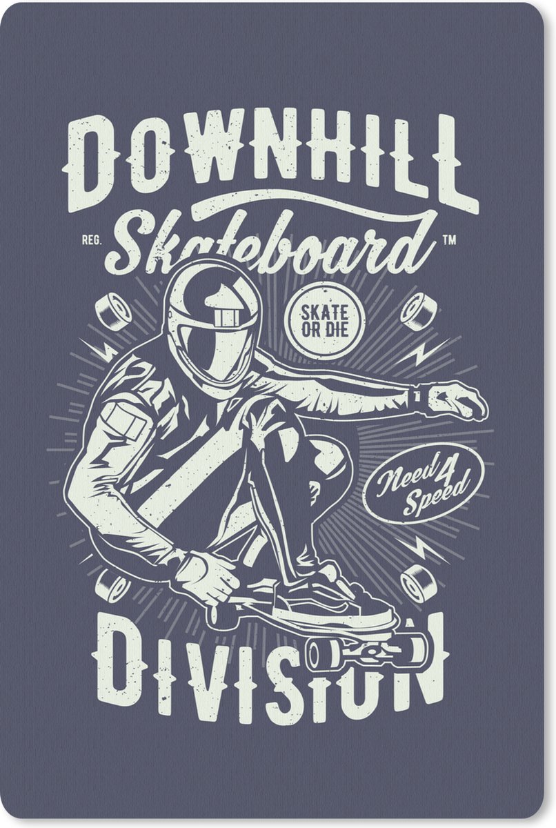 Muismat 18x27 cm - Mousepad Skateboard - Helm - Vintage - Muismatten