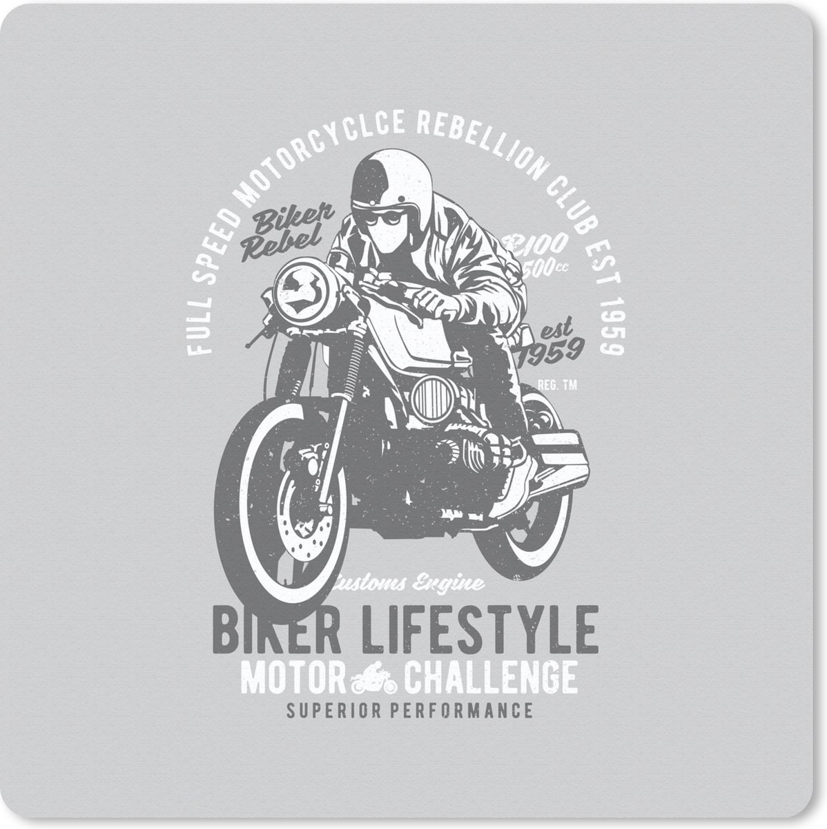 Muismat 30x30 cm - Mousepad Mancave - Motor - Motorhelm - Vintage - Muismatten