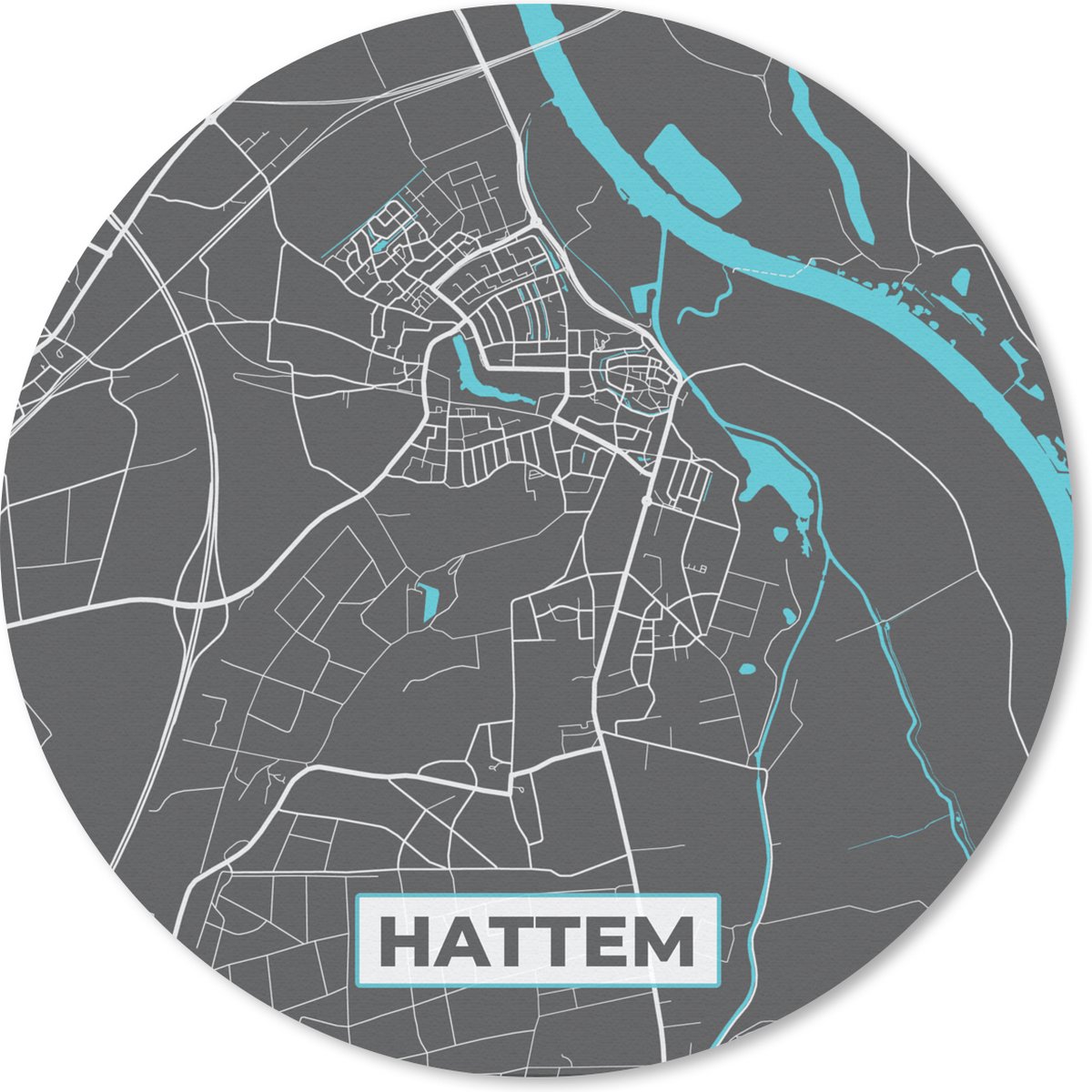 Muismat - Mousepad - Rond - Stadskaart - Hattem - Kaart - Plattegrond - 20x20 cm - Ronde muismat