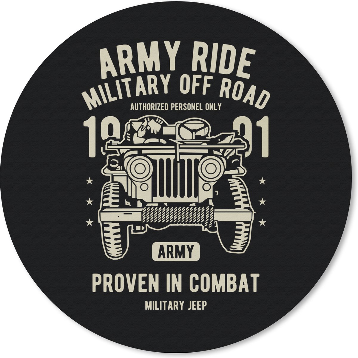 Muismat rond 40x40 cm - Mousepad Mancave - Leger - Auto - Retro - Ronde muismatten