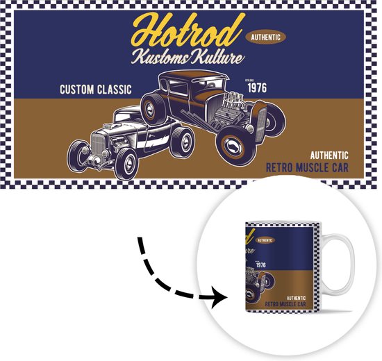 Mug - Mancave - Voiture - Rétro - Lettres - 350 ML - Tasse - Cadeau Sinterklaas - Cadeaux de Noël - Cadeaux de chaussures - Cadeaux à distribuer