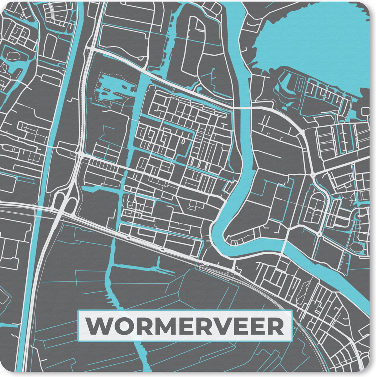 Muismat 20x20 cm - Mousepad Stadskaart - Wormerveer - Plattegrond - Kaart - Muismatten - Stadskaart