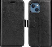iPhone 14 Hoesje - MobyDefend Wallet Book Case (Sluiting Achterkant) - Zwart - GSM Hoesje - Telefoonhoesje Geschikt Voor iPhone 14