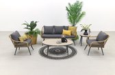 Ensemble fauteuil-canapé Garden Impressions Margriet - Rotin Natural / Mystic Grey - 5 pièces