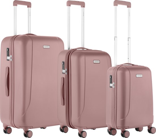 CarryOn Skyhopper kofferset – TSA Trolleyset met OKOBAN – Dubbele wielen - Old Pink