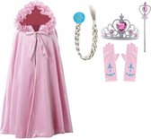 Prinsessenjurk meisje - Prinsessen Verkleedkleding - Roze Cape - maat M - 82 cm