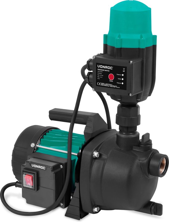 VONROC Hydrofoorpomp / Automatische pomp - 800W - 3300l/h - Met drukschakelaar - Droogloopbeveiliging - Voor besproeien en huishoudwater