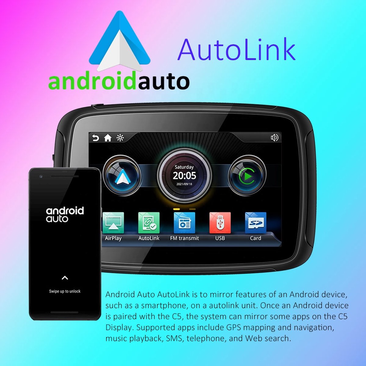 verkenner Omhoog gaan gallon Motornavigatiesysteem met Apple Carplay en Android Auto - 5 inch -  Draadloos -... | bol.com