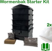 Lombricomposteur -Kit complet 4 plateaux (noir) - Excl. Vers de compost > Incl. substrat de démarage/filtre/livret d'instructions - Worm box 40 x 40 x 85 cm - Composteur Lombric |eWoodz