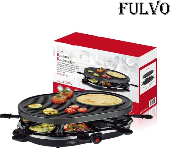 Yoassi 8 stuks raclette pannetjes, antiaanbaklaag, vierkant mini met 8 lepels zwart