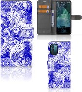 Book Style Case Nokia G11 | G21 Smartphone Hoesje Angel Skull Blue