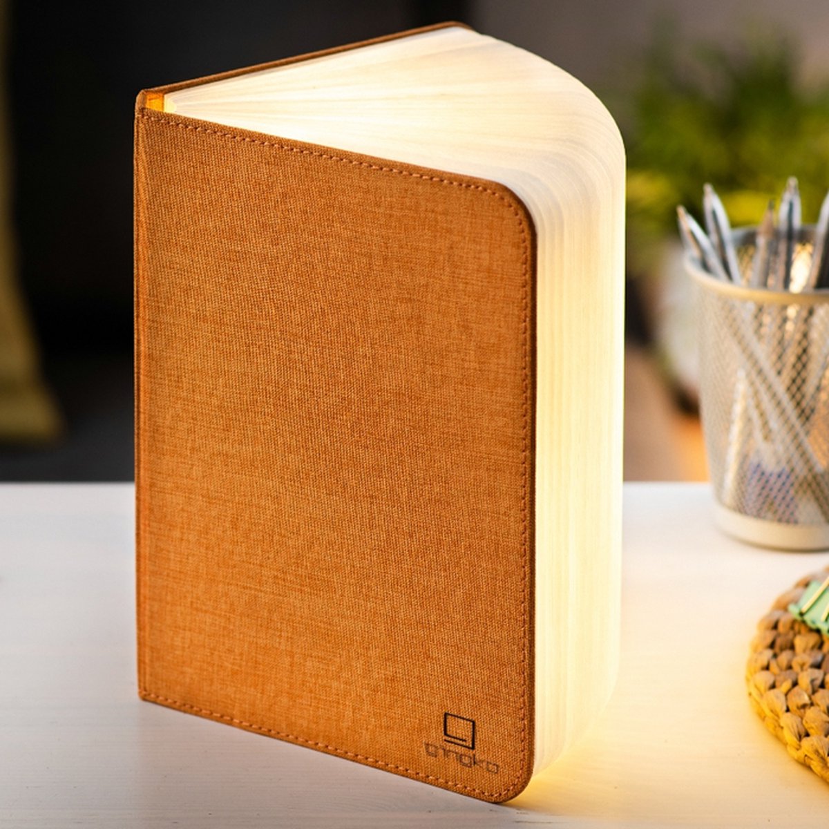Gingko Smart Booklight Linnen Lamp - Oplaadbaar - Oranje